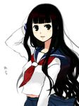  black_eyes black_hair itoshiki_rin long_hair sayonara_zetsubou_sensei school_uniform serafuku solo tegaki 