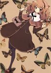  absurdres bag black_legwear brown_hair bug butterfly copyright_request handbag highres insect itou_noiji long_sleeves nail_polish pantyhose solo 