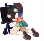  bad_id bad_pixiv_id blue_eyes goose_h kneeling original skirt solo 