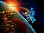  earth equine female feral friendship_is_magic mammal my_little_pony pegasus rachel_(artist) rainbow rainbow_dash_(mlp) solo space wallpaper wings 