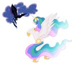  alicorn battle equine female feral friendship_is_magic horn horse luga12345 mammal my_little_pony nightmare_moon_(mlp) pegacorn plain_background pony princess princess_celestia_(mlp) royalty transparent_background unknown_artist winged_unicorn wings 