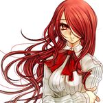  aotuki hair_over_one_eye kirijou_mitsuru long_hair lowres persona persona_3 red_eyes red_hair ribbon smile solo 