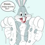  bugs_bunny cum cum_on_feet english_text foot_focus hindpaw lagomorph looking_at_viewer looney_tunes male mammal nude paws rabbit soles solo text toes unknown_artist warner_brothers 