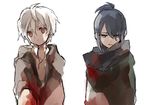  bad_id bad_pixiv_id blue_eyes blue_hair male_focus multiple_boys nezumi_(no.6) no.6 red_eyes scarf shion_(no.6) soto white_hair 