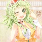  bad_id bad_pixiv_id goggles goggles_on_head green_eyes green_hair gumi mikipa nail_polish one_eye_closed short_hair smile solo upper_body vocaloid 