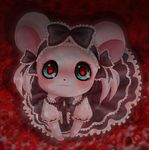  big_ears bijou bow cyan_eyes dress female goth hamster hamtaro_(series) jun_cross10 looking_at_viewer looking_up mammal ponytail rodent solo standing stare 