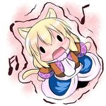  animal_ears blonde_hair cat_ears cat_tail chibi extra_ears hoshizuki_(seigetsu) kemonomimi_mode mizuhashi_parsee musical_note open_mouth puru-see scarf solo tail touhou trembling |_| 