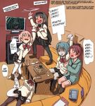  4shi 5girls akemi_homura black_hair black_legwear blue_hair blush brown_legwear comic drunk empty_eyes kaname_madoka karaoke kyubey long_hair mahou_shoujo_madoka_magica mami_mogu_mogu miki_sayaka multiple_girls oktavia_von_seckendorff pantsu pantyhose pulque saitou_chiwa sakura_kyouko school_uniform seiyuu_connection sexually_suggestive short_hair spoilers tomoe_mami translated yuri 