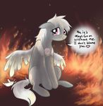  &hearts; ambiguous_gender blackfeathr burning companion_pony equine feather flames friendship_is_magic mammal my_little_pony pegasus pink_eyes ponification portal portal_(series) purple_eyes solo valve weighted_companion_cube wings wounded 
