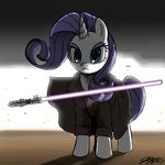  energy_sword jedi john_joseco lightsaber my_little_pony my_little_pony_friendship_is_magic no_humans parody pony rarity robe star_wars sword unicorn weapon 