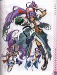  absurdres blue_eyes blue_sailor_collar bow cellphone elbow_gloves gloves hair_bow hair_ornament highres impossible_clothes impossible_shirt long_hair mushihime-sama official_art open_mouth phone purple_hair reco sailor_collar scan shirt skirt thighhighs tomoyuki_kotani twintails very_long_hair white_legwear 