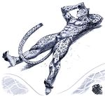  bo-gilliam bulge eyes_closed feline leopard lying male mammal monochrome muscles on_back seaside smile solo sunbath sunbathing thong water 