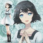  black_hair boots dress hat md5_mismatch multicolored multicolored_eyes ribbon riinu_(ir-n) shiina_mayuri shorts steins;gate 