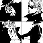  cigarette coat greyscale guilty_gear hair_down hair_over_one_eye hat johnny_sfondi long_hair male_focus manly monochrome oekaki ponytail scaffold_zz smoke smoking sunglasses 