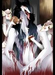  bath blood brush female jar rain_silves red_eyes sergal servant servants silk teeth tongue trancy_mick water yellow_eyes 