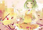  bad_id bad_pixiv_id food green_eyes green_hair gumi headphones headset machino_(nidavellir) short_hair smile solo sweets vocaloid wrist_cuffs 