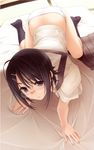  all_fours ass black_eyes black_hair blush glasses hair_ornament hairclip hashimoto_takashi highres kneehighs non-web_source panties school_uniform short_hair skirt solo underwear yorihime_nao yosuga_no_sora 