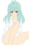  green_hair legs long_hair photoshop purple_eyes run_elsie_jewelria smile solo thighs to_love-ru vector_trace 