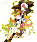  alternate_color baseball_cap brown_hair deerling drawr gen_5_pokemon hat long_hair oekaki pokemon pokemon_(creature) pokemon_(game) pokemon_bw ponytail smile touko_(pokemon) 