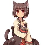  alternate_costume animal_ears bad_id bad_pixiv_id brown_hair cat_ears cat_tail chen chibi_(nekomimimi) crossover finger_to_face hanbok korean_clothes no_hat no_headwear ragnarok_online red_eyes short_hair solo soul_linker tail touhou upper_body 
