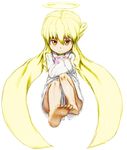  angelia_avallone arcana_heart arcana_heart_2 bad_id bad_pixiv_id barefoot blonde_hair bottomless child feet flat_chest halo hayake_(chenran) highres long_hair sketch smile soles solo toes very_long_hair 
