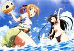  :o ;d absurdres arm_up ass beach bikini blood blue_eyes blush breasts brown_hair day front-tie_top highres kawamura_kousuke konoe_subaru long_hair looking_back mayo_chiki! medium_breasts megami multiple_girls navel official_art one_eye_closed open_mouth outdoors red_hair see-through sheep short_shorts shorts side-tie_bikini smile stuffed_animal stuffed_toy suzutsuki_kanade swimsuit twintails two_side_up underboob very_long_hair wading water waving wet 