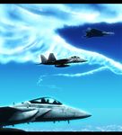  airplane commentary drop_tank flying jet letterboxed military monster no_humans onibi_(foxhound4185) original pilot sky youkai 