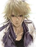  blonde_hair ishizuekachiru ivan_karelin jacket letterman_jacket male_focus purple_eyes purple_jacket solo tiger_&amp;_bunny upper_body 