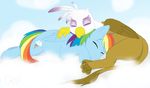  beak blue_fur cartoonlion cloud duo equine eyes_closed female feral friendship_is_magic fur gilda_(mlp) gryphon hasbro horse_tail mammal my_little_pony pegasus rainbow_dash_(mlp) rainbow_fur rainbow_tail sleeping wings 