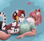  anthro breast_fondling breasts canine couple cranberrytea cute duo eye_contact eyewear feline female fondling fox glasses green_eyes interspecies lesbian looking_at_each_other mammal pinko pinko_(character) tiger 