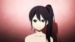  black_hair brown_eyes k-on! listen!! long_hair nakano_azusa nude side_ponytail smile solo supremer 