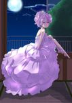  back bare_back bare_shoulders barefoot bonsuto darker_than_black dress feet formal legs moon moonlight purple_dress solo tiara yin 