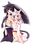  allen_walker animal_ears black_hair cat_ears d.gray-man genderswap genderswap_(mtf) kanda_yuu long_hair multiple_girls sagami_rin short_hair silver_hair tail 