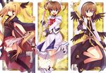  :d bad_id bad_pixiv_id bardiche bare_legs black_wings chocho_(homelessfox) fate_testarossa long_sleeves looking_at_viewer lyrical_nanoha mahou_shoujo_lyrical_nanoha mahou_shoujo_lyrical_nanoha_a's multiple_girls open_mouth raising_heart rod schwertkreuz smile takamachi_nanoha thighhighs twintails uniform wings yagami_hayate 