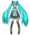  aqua_eyes aqua_hair aqua_nails bad_id bad_pixiv_id bare_shoulders boots detached_sleeves eyeshadow hatsune_miku legs long_hair makeup miniskirt moyamoya nail_polish skirt solo tattoo thigh_boots thighhighs twintails very_long_hair vocaloid zettai_ryouiki 