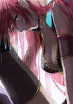  bad_id bad_pixiv_id blue_eyes blue_nails boots breasts cleavage close-up highres hitaki_azami large_breasts lips long_hair megurine_luka nail_polish pink_hair solo thigh_boots thighhighs vocaloid 