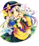  alternate_hairstyle bad_id bad_pixiv_id crossover gen_1_pokemon green_eyes hat heart holding holding_poke_ball komeiji_koishi legendary_pokemon long_hair mew poke_ball pokemon pokemon_(creature) rarami silver_hair solo touhou 