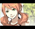  curly_hair earrings final_fantasy final_fantasy_xiii green_eyes jewelry necklace oerba_dia_vanille pink_hair sadahara_inako short_hair short_twintails smile solo twintails 
