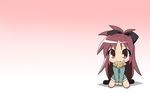  fang food long_hair mahou_shoujo_madoka_magica osaragi_mitama ponytail red_eyes red_hair sakura_kyouko taiyaki 