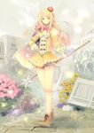  atelier_(series) atelier_meruru bare_legs blonde_hair crown flower half_updo highres long_hair merurulince_rede_arls skirt solo staff yammy_(cellblo) yellow_skirt 