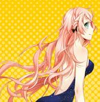  bad_id bad_pixiv_id bare_shoulders dress from_behind long_hair megurine_luka pink_hair smile solo vocaloid yuzuki_kihiro 