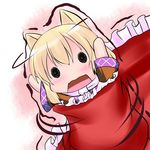  animal_ears blonde_hair cat_ears chibi extra_ears frills hoshizuki_(seigetsu) kemonomimi_mode mizuhashi_parsee open_mouth puru-see scarf solo spinning touhou trembling 