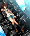  amami_haruka bad_id bad_pixiv_id brown_hair green_eyes gyokuto_high_school_uniform idolmaster idolmaster_xenoglossia lying mecha ribbon robot school_uniform serafuku short_hair solo suzushiro 