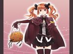  azuma_shouko cape halloween jack-o'-lantern miniskirt original pillarboxed skirt smile solo thighhighs twintails watermark web_address zettai_ryouiki 