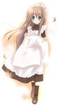  blue_eyes brown_hair kayune_niu long_hair long_sleeves maid original solo 