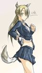  animal_ears animal_tail blonde_hair female fox_ears fox_tail girl novemdecuple original school_uniform tail 