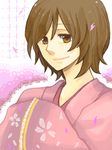  akikan_(0272) bad_id bad_pixiv_id brown_hair closed_mouth japanese_clothes kimono meiko pink project_diva_(series) project_diva_2nd short_hair smile solo tegaki upper_body vocaloid 