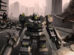  armored_core bazooka building buildings city fire from_software gun mecha ruins smoke weapon 