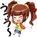  bad_id bad_pixiv_id brown_hair chibi closed_eyes frog ichirou idolmaster idolmaster_(classic) long_hair raglan_sleeves solo takatsuki_yayoi twintails 