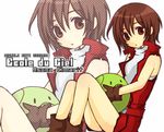  asuna_elmarit bare_shoulders boots brown_eyes brown_hair ecole_du_ciel gloves gundam haro natsuki_(artist) sitting uniform zoom_layer 